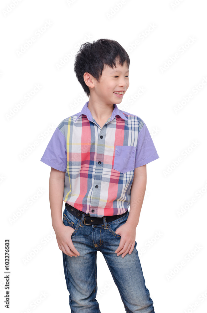 Young Asian boy smiling isolated over white Young Asian boy smiling isolated over white