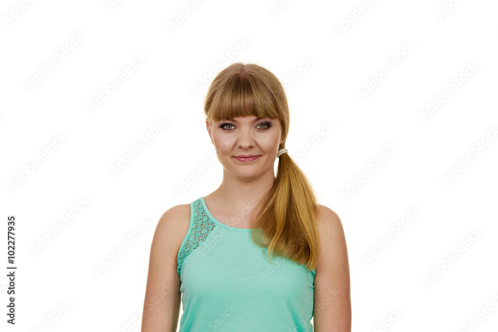 Attractive blonde girl smiling portrait Attractive blonde girl smiling portrait