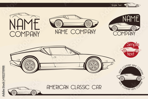 American classic sports car, silhouettes