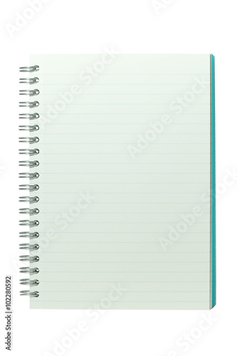 Empty aqua notepad isolated on white