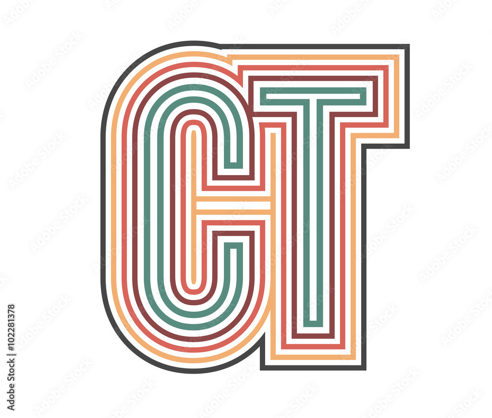 CT Initial Retro Logo company Outline. vector identity CT Initial Retro Logo company Outline. vector identity