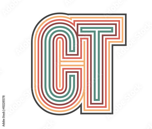 CT Initial Retro Logo company Outline. vector identity