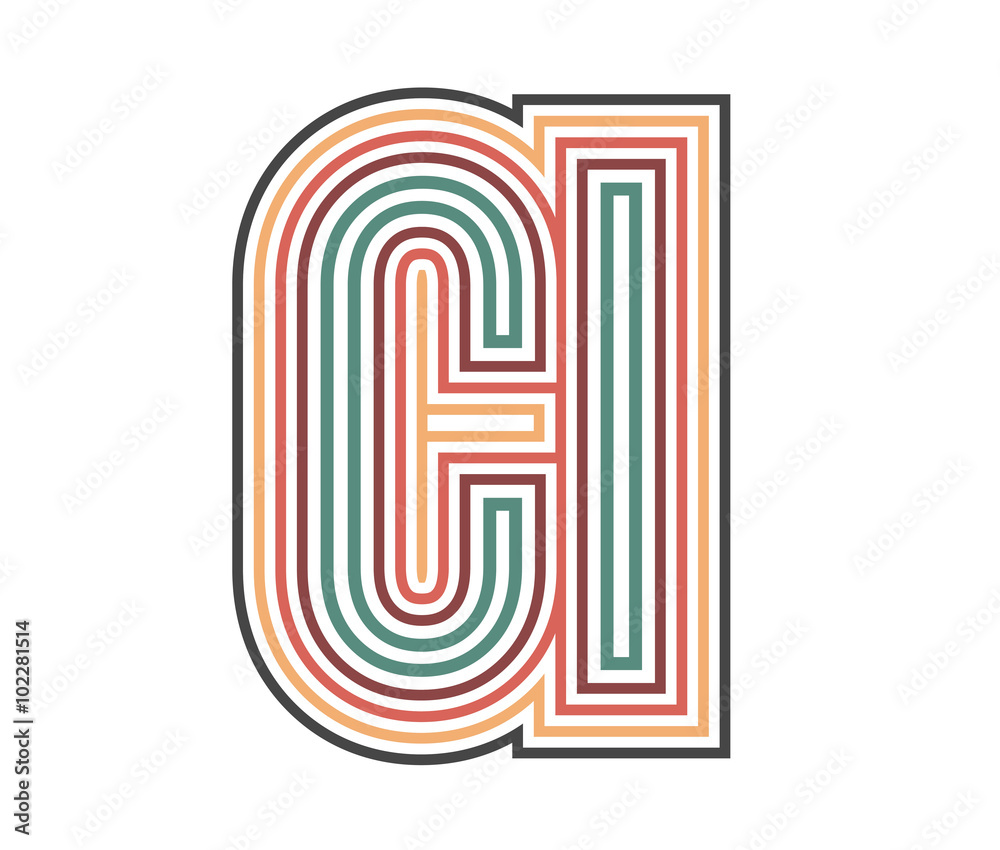 CI Initial Retro Logo company Outline. vector identity CI Initial Retro Logo company Outline. vector identity