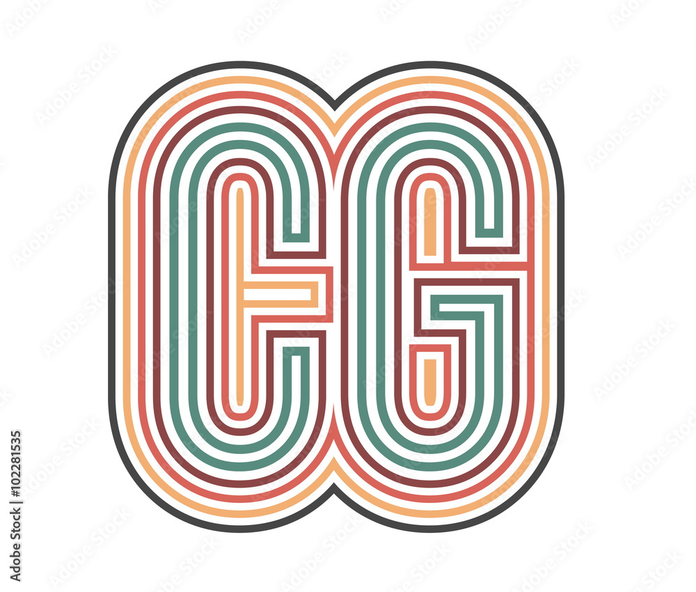 CG, Initial Retro Logo company Outline. vector identity CG, Initial Retro Logo company Outline. vector identity
