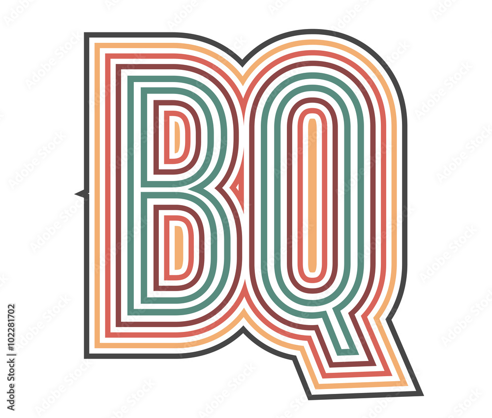 BQ Initial Retro Logo company Outline. vector identity