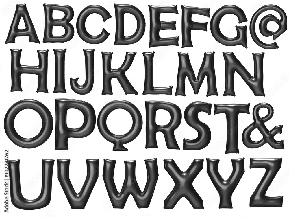 Black alphabet foil balloon set with clipping path Black alphabet foil balloon set with clipping path