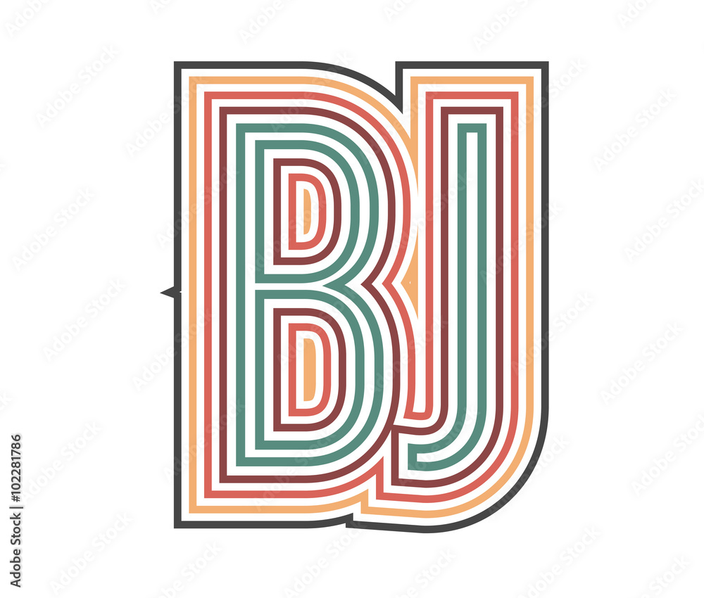 BJ Initial Retro Logo company Outline. vector identity BJ Initial Retro Logo company Outline. vector identity
