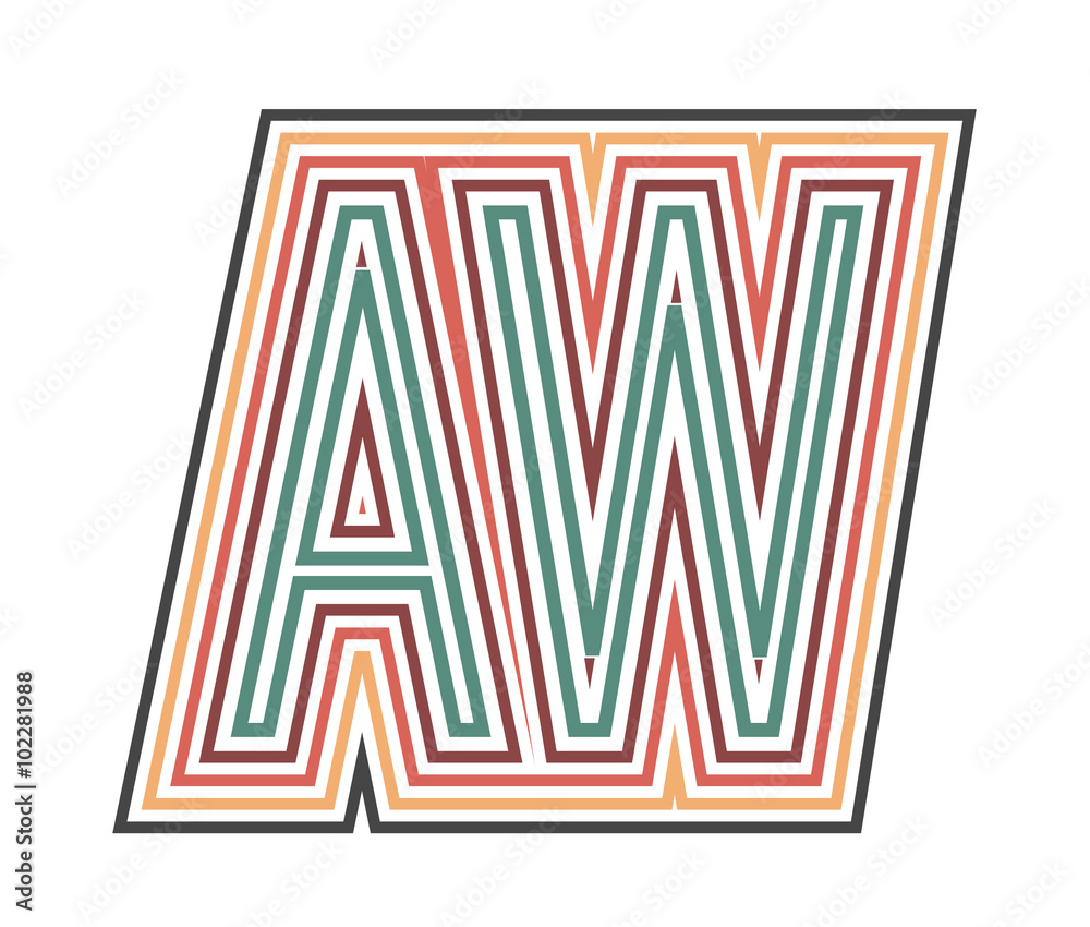 AW Initial Retro Logo company Outline. vector identity AW Initial Retro Logo company Outline. vector identity