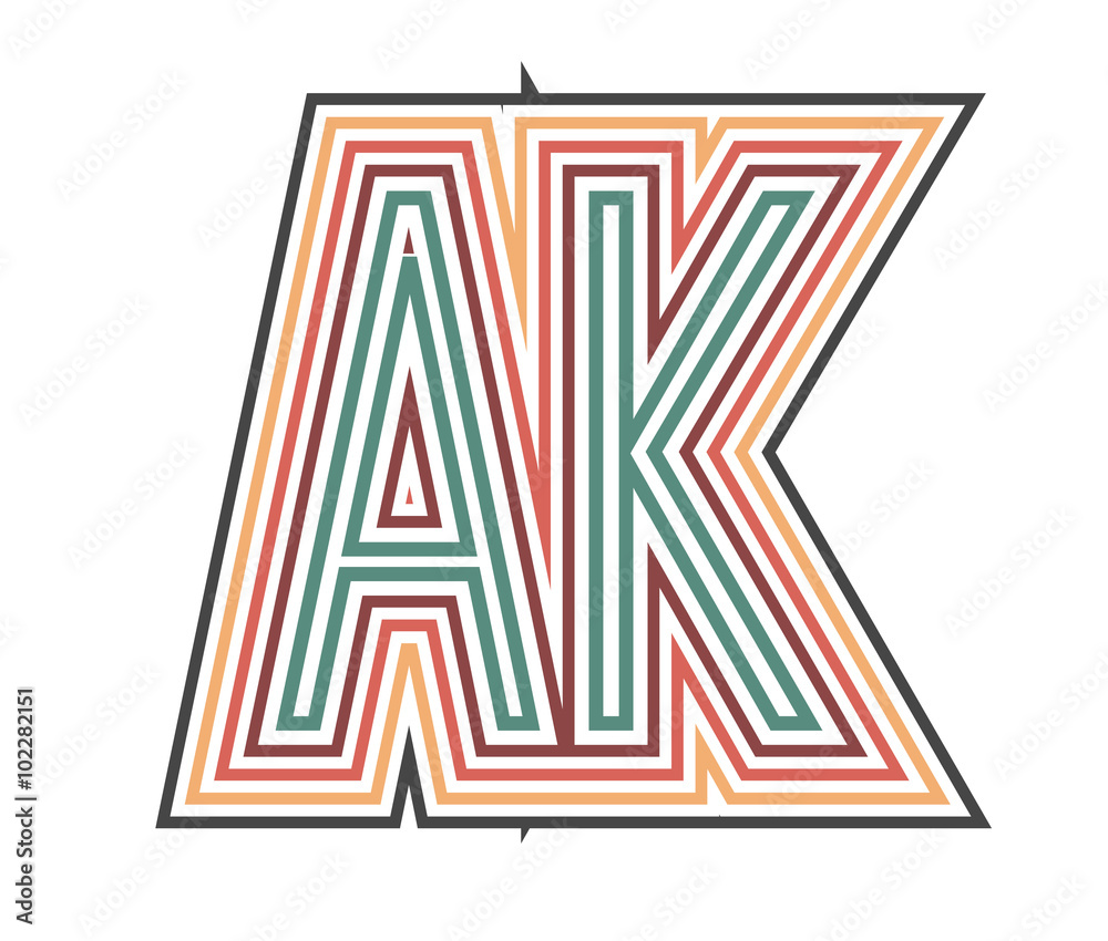 Fototapeta premium AK Initial Retro Logo company Outline. vector identity