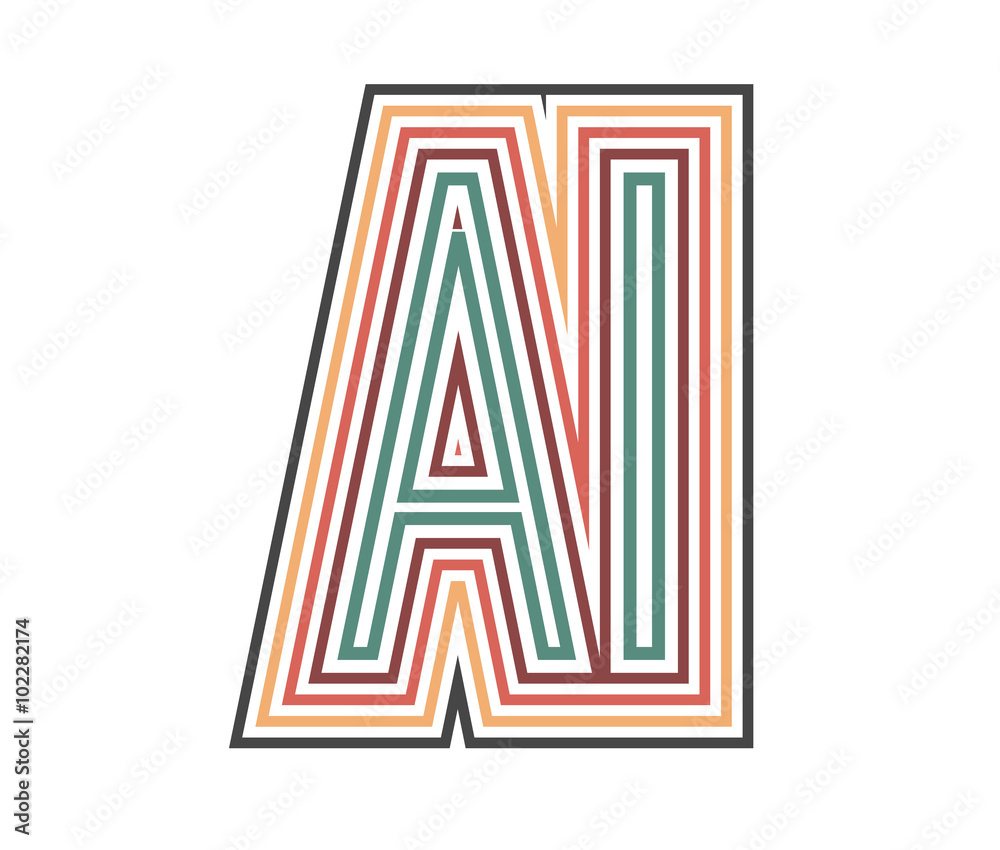 AI Initial Retro Logo company Outline. vector identity