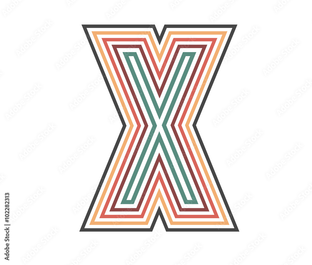 X Initial Retro Logo company Outline. vector identity