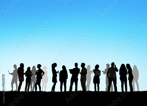 Group Business Silhouettes Outdoors Copy Space Concept