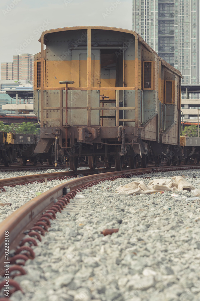 Railroad and old train Railroad and old train