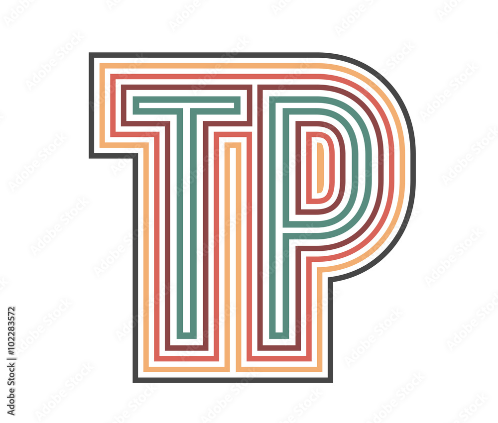 TP Initial Retro Logo company Outline. vector identity TP Initial Retro Logo company Outline. vector identity