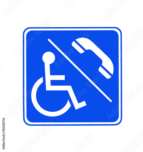 Disability man pictogram flat icon phone isolated on white background