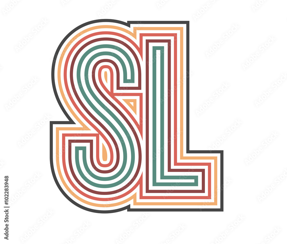 SL Initial Retro Logo company Outline. vector identity SL Initial Retro Logo company Outline. vector identity