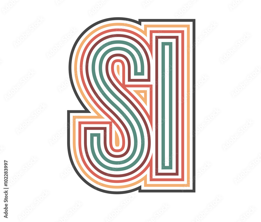 SI Initial Retro Logo company Outline. vector identity SI Initial Retro Logo company Outline. vector identity