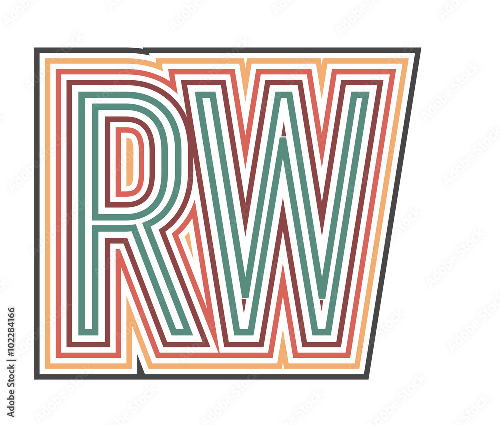 Obraz premium RW Initial Retro Logo company Outline. vector identity