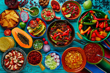 Mexican food mix colorful background