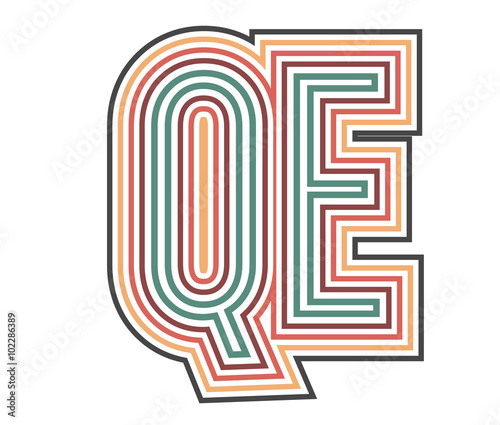 QE Initial Retro Logo company Outline. vector identity