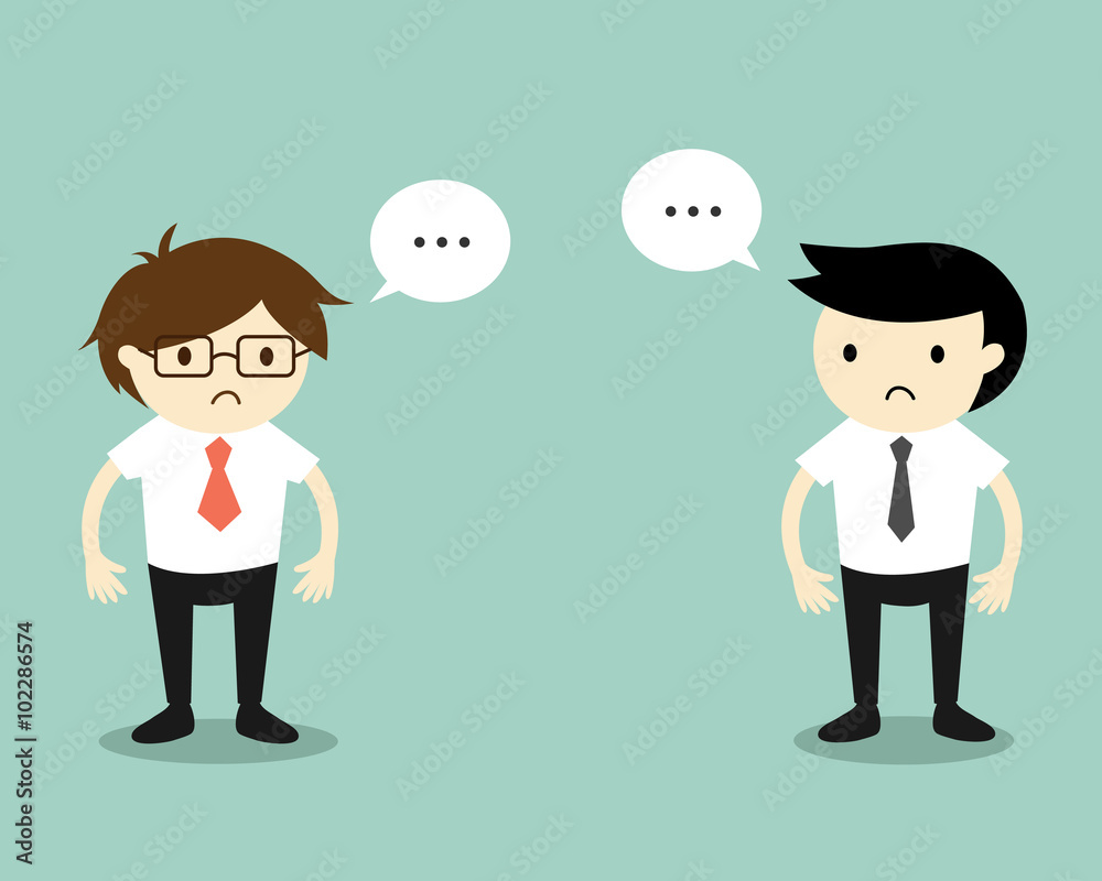 Business concept, Two businessmen feeling awkward with each other. Vector illustration. Business concept, Two businessmen feeling awkward with each other. Vector illustration.