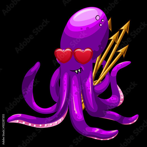 Love pink octopus with golden arrows 