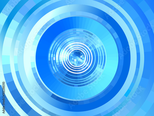 Abstract blue futuristic tunnel background.