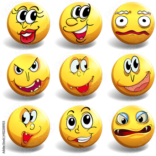 Facial expression on yellow ball