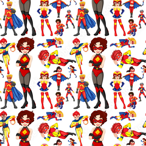 Seamless superhero male and female