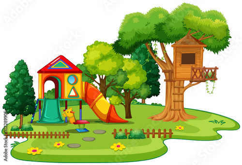 Playhouse and treehouse in the park