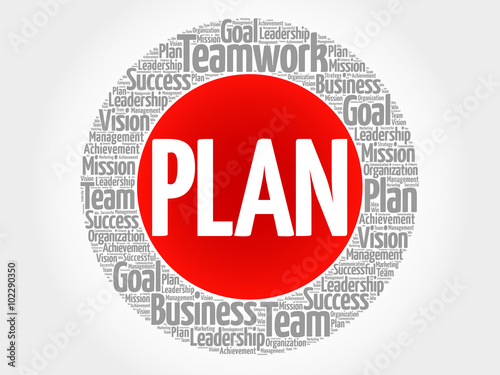 Plan circle word cloud, business concept