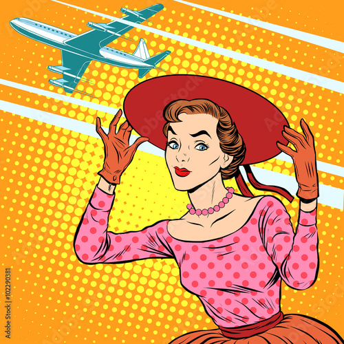 Woman airport journey