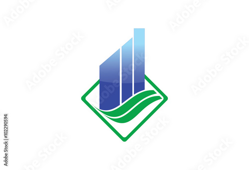 blue cityscapes eco concept logo