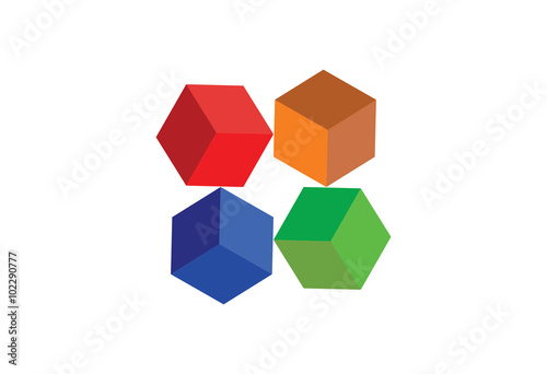 abstract colorful 3D cubes design element logo