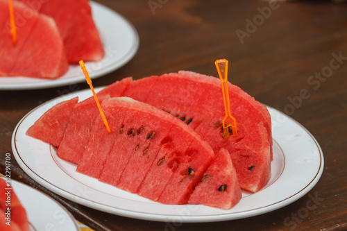 Sliced ripe watermelon fresh fruit