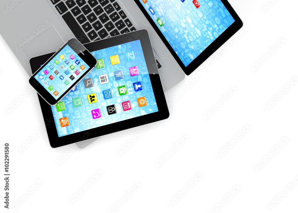 Laptop, phone and tablet pc.