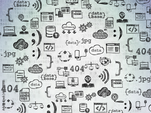 Digital background: Digital Paper with  Hand Drawn Programming Icons
