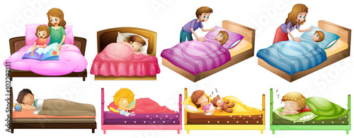 Boys and girls in bed