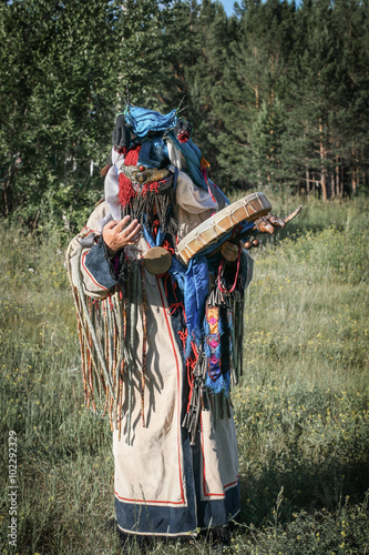shaman performs a ritual. Authentic photography. Buryatia - Mong