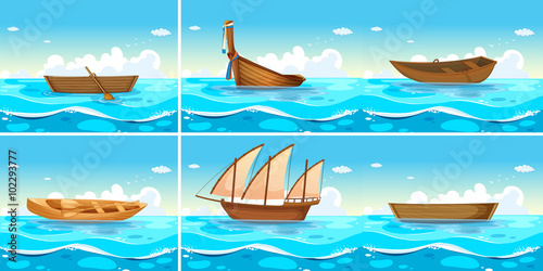 Ocean scenes with boats on water