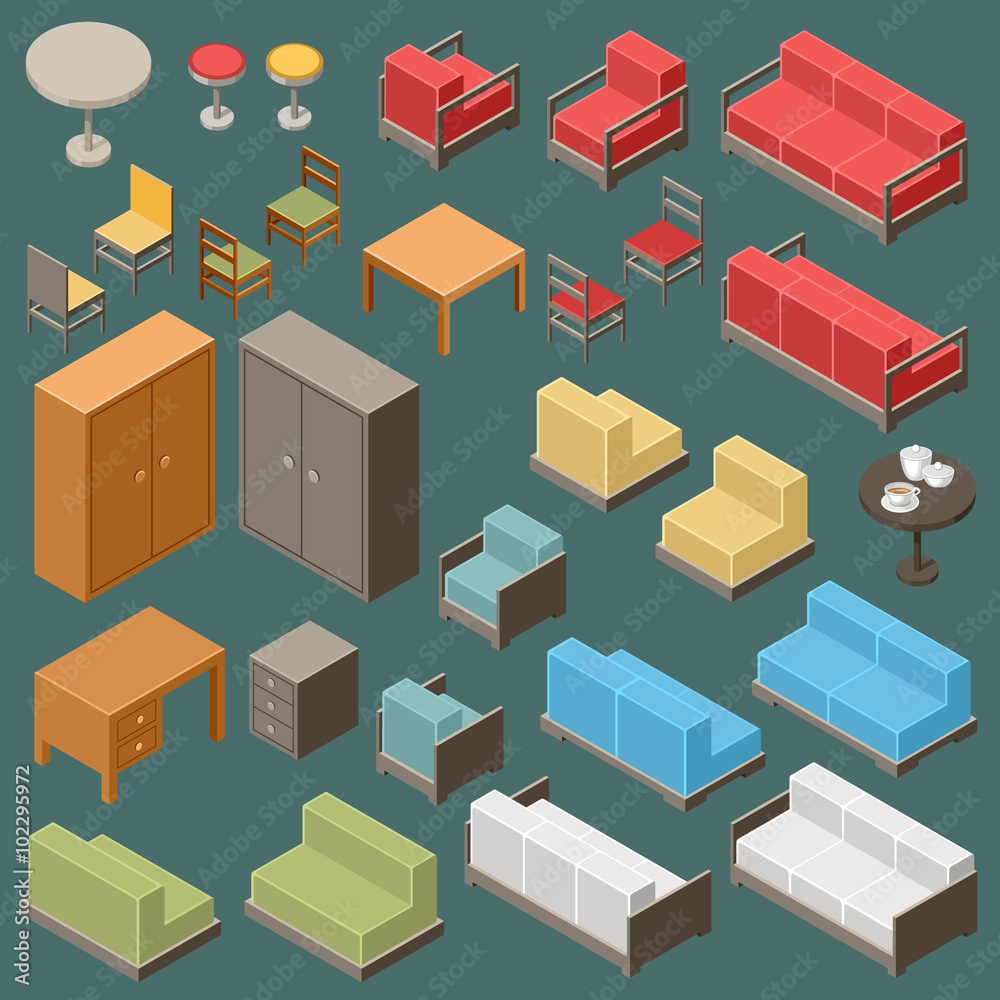 Isometric furniture set