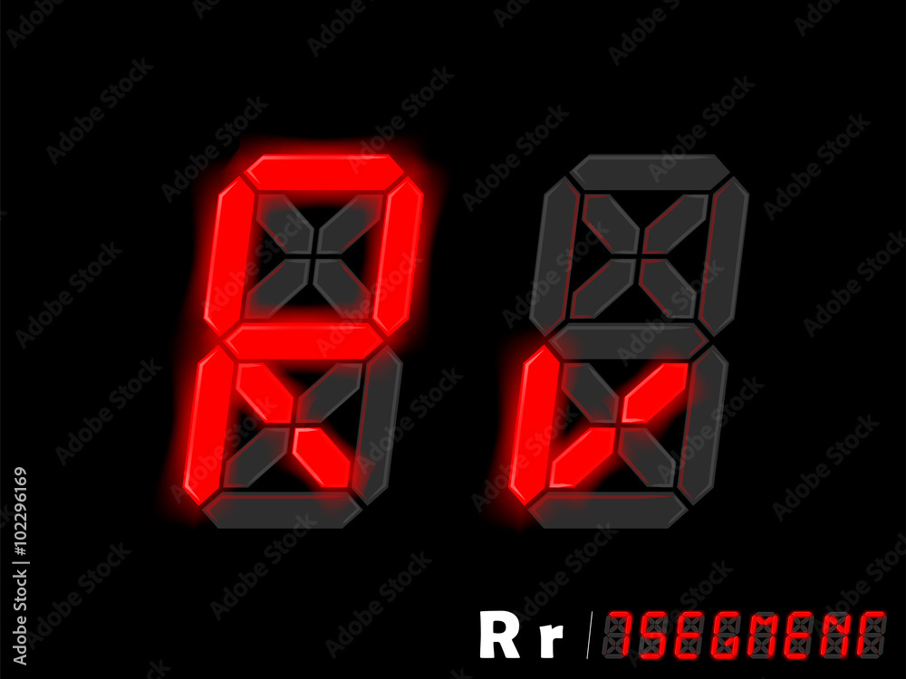 graphic design vector of seven segment style alphabet - R and r,seven ...