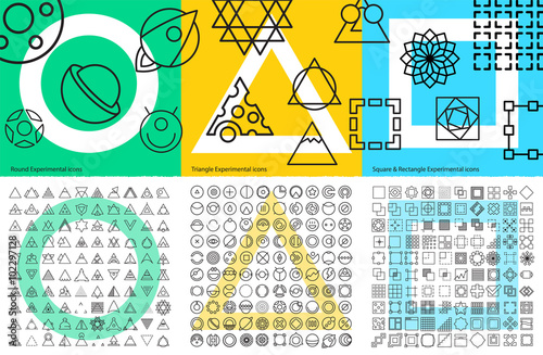 Vector XXL set of abstract geometric linear icons for UX/UI