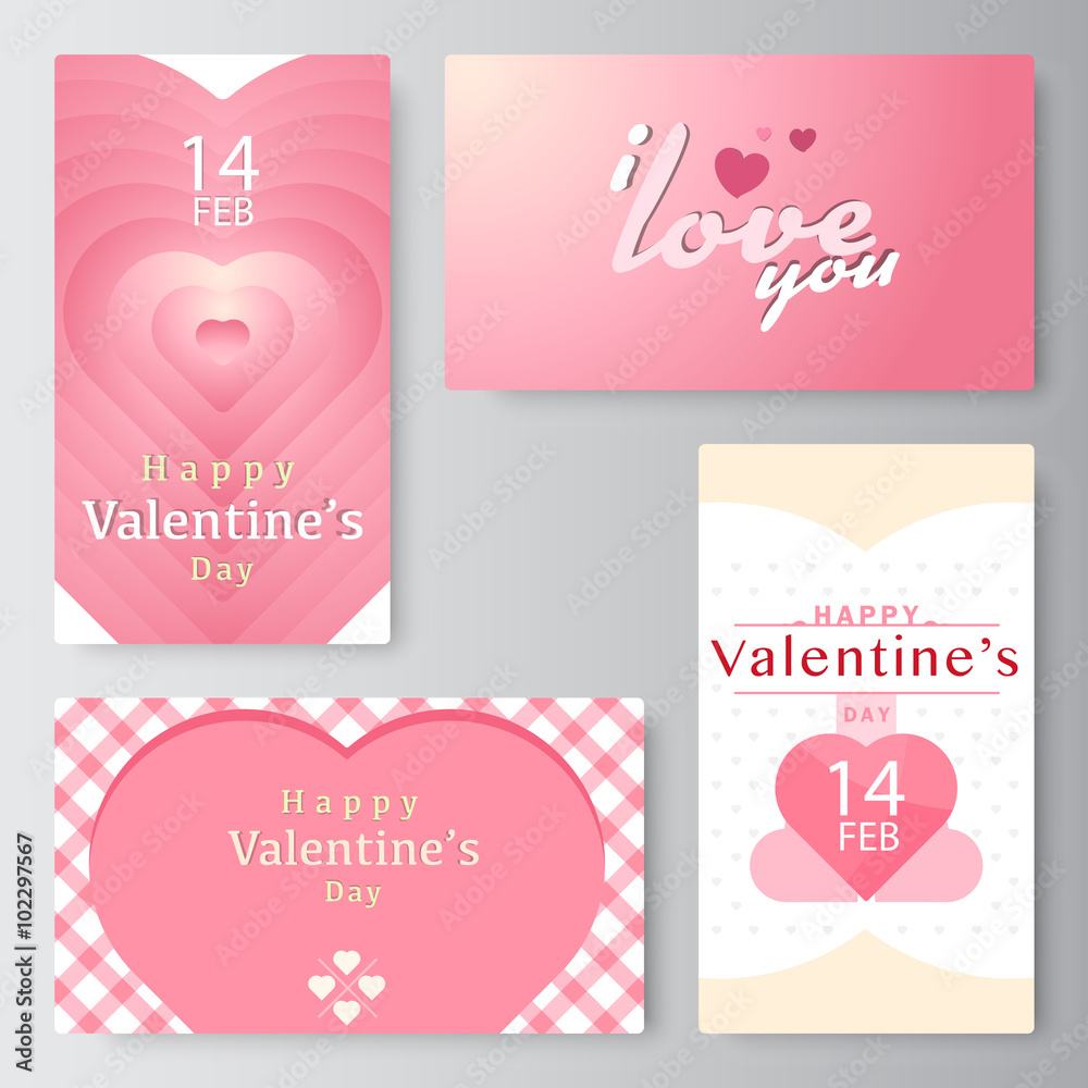 Valentine's day business card, Banner, vector stock.