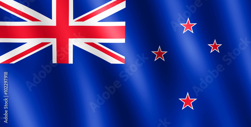 Flag of New Zealand waving in the wind