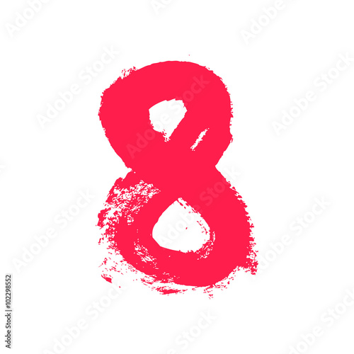 Number eight painted with a dry brush.