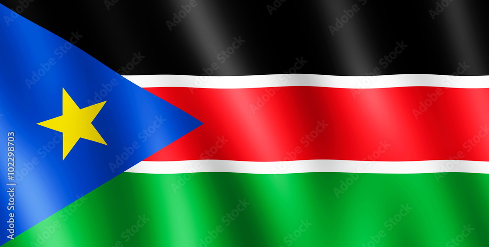 Naklejka premium Flag of South Sudan waving in the wind