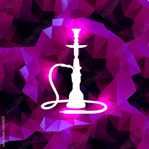 White hookah on polygonal background. Vector illustration