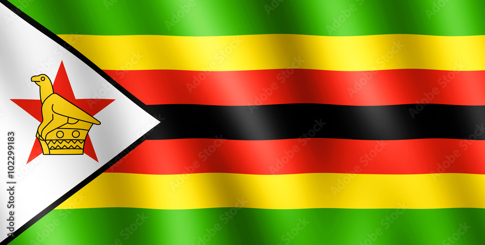 Fototapeta premium Flag of Zimbabwe waving in the wind