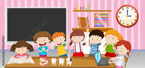 Boys and girls in the classroom